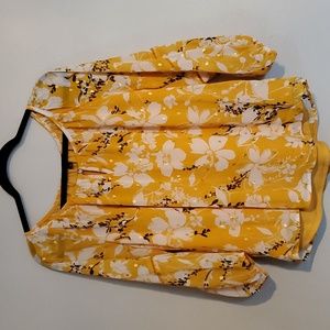 Golden-yellow flowered blouse